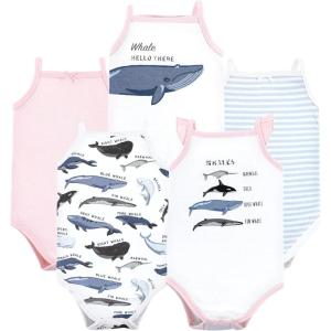 imageHudson Baby Unisex Baby Cotton Sleeveless BodysuitsGirl Whale Types