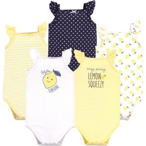 imageHudson Baby Unisex Baby Cotton Sleeveless BodysuitsNavy Lemon