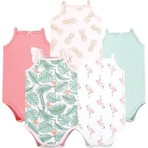 imageHudson Baby Unisex Baby Cotton Sleeveless BodysuitsPalm Flamingo