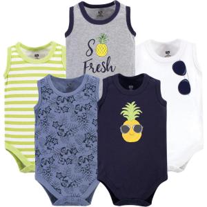 imageHudson Baby Unisex Baby Cotton Sleeveless BodysuitsPineapple 5pack