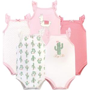 imageHudson Baby Unisex Baby Cotton Sleeveless BodysuitsPink Cactus