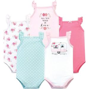 imageHudson Baby Unisex Baby Cotton Sleeveless BodysuitsPink Happy Camper