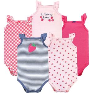 imageHudson Baby Unisex Baby Cotton Sleeveless BodysuitsPink Strawberry