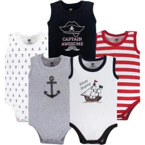 imageHudson Baby Unisex Baby Cotton Sleeveless BodysuitsPirate Ship