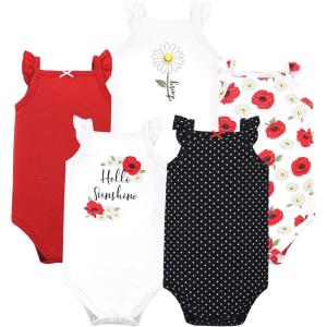 imageHudson Baby Unisex Baby Cotton Sleeveless BodysuitsPoppy Daisy