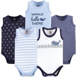 imageHudson Baby Unisex Baby Cotton Sleeveless BodysuitsSailor Whale