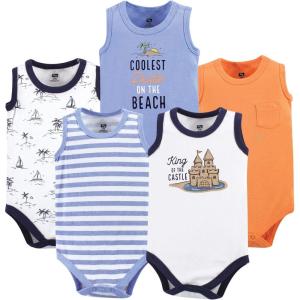 imageHudson Baby Unisex Baby Cotton Sleeveless BodysuitsSandcastle