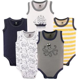 imageHudson Baby Unisex Baby Cotton Sleeveless BodysuitsSea Captain