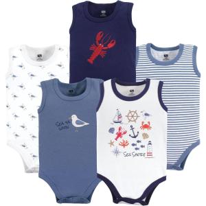 imageHudson Baby Unisex Baby Cotton Sleeveless BodysuitsSea Shore