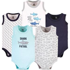 imageHudson Baby Unisex Baby Cotton Sleeveless BodysuitsShark Patrol