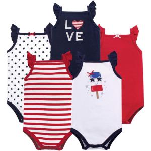 imageHudson Baby Unisex Baby Cotton Sleeveless BodysuitsShining Stars Stripes