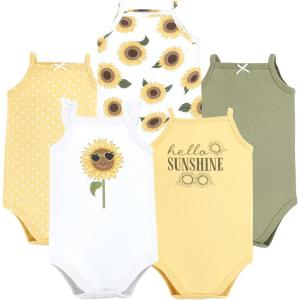 imageHudson Baby Unisex Baby Cotton Sleeveless BodysuitsSunflower