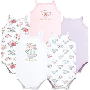 imageHudson Baby Unisex Baby Cotton Sleeveless BodysuitsTea Party