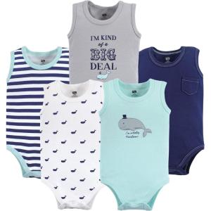 imageHudson Baby Unisex Baby Cotton Sleeveless BodysuitsWhale