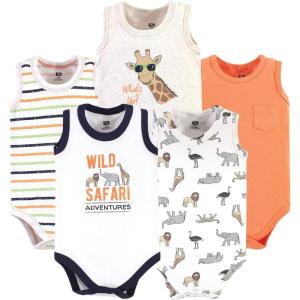 imageHudson Baby Unisex Baby Cotton Sleeveless BodysuitsWild Safari