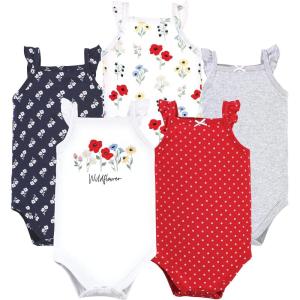 imageHudson Baby Unisex Baby Cotton Sleeveless BodysuitsWildflower