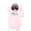 imageHudson Baby Baby Cotton Bodysuit Pant and Shoe SetGirl Mommy Pink Navy