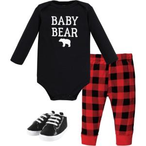 imageHudson Baby Baby Cotton Bodysuit Pant and Shoe SetBuffalo Plaid Baby Bear