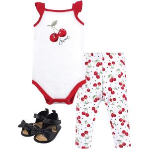 imageHudson Baby Baby Cotton Bodysuit Pant and Shoe SetCherries