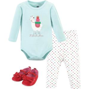 imageHudson Baby Baby Cotton Bodysuit Pant and Shoe SetFa La Llama