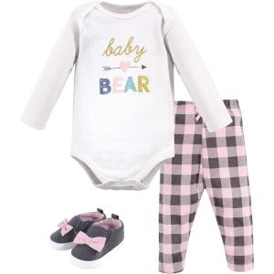 imageHudson Baby Baby Cotton Bodysuit Pant and Shoe SetGirl Baby Bear