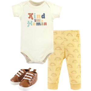 imageHudson Baby Baby Cotton Bodysuit Pant and Shoe SetKind Human