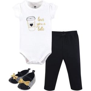imageHudson Baby Baby Cotton Bodysuit Pant and Shoe SetLatte