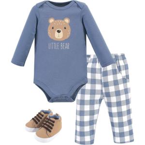 imageHudson Baby Baby Cotton Bodysuit Pant and Shoe SetLittle Bear