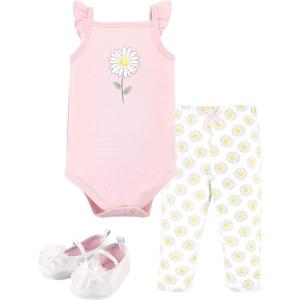 imageHudson Baby Baby Cotton Bodysuit Pant and Shoe SetPink Daisy