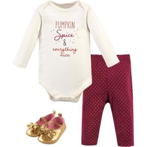 imageHudson Baby Baby Cotton Bodysuit Pant and Shoe SetPumpkin Spice Burgundy