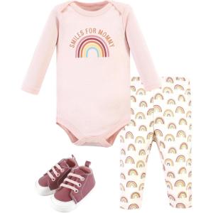 imageHudson Baby Baby Cotton Bodysuit Pant and Shoe SetSunshine Rainbows