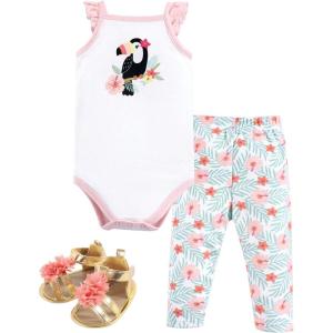 imageHudson Baby Baby Cotton Bodysuit Pant and Shoe SetTropical Toucan