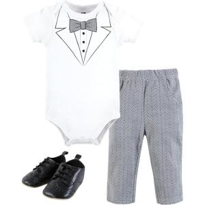 imageHudson Baby Baby Cotton Bodysuit Pant and Shoe SetTweed Bow Tie