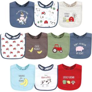 imageHudson Baby Unisex BabyCotton BibsBoy Farm Animals