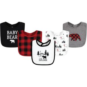 imageHudson Baby Unisex BabyCotton BibsBuffalo Plaid Bear