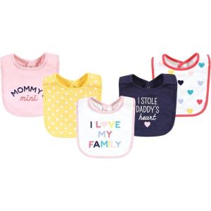 imageHudson Baby Unisex BabyCotton BibsGirl Bold Family