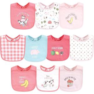 imageHudson Baby Unisex BabyCotton BibsGirl Farm Animals