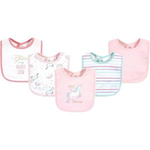 imageHudson Baby Unisex BabyCotton BibsGlitter Unicorn