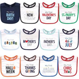imageHudson Baby Unisex BabyCotton BibsHoliday Bold Boy