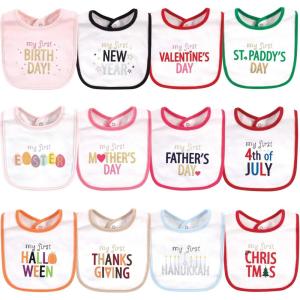 imageHudson Baby Unisex BabyCotton BibsHoliday Bold Girl