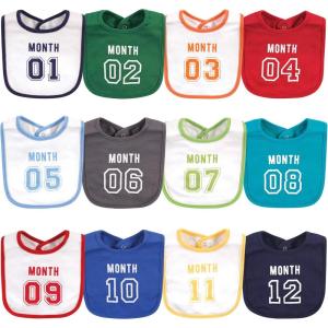 imageHudson Baby Unisex BabyCotton BibsMilestone Sports Jersey