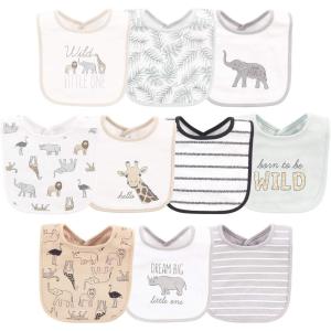 imageHudson Baby Unisex BabyCotton BibsModern Neutral Safari