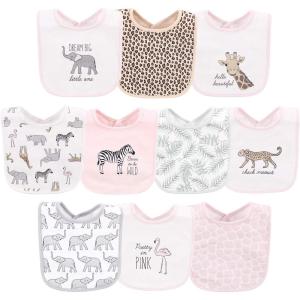 imageHudson Baby Unisex BabyCotton BibsModern Pink Safari