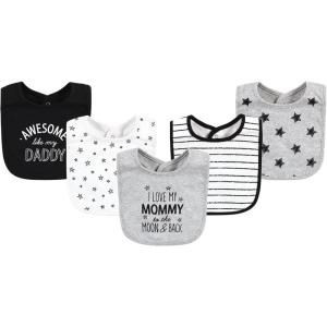 imageHudson Baby Unisex BabyCotton BibsMom Dad Moon and Back