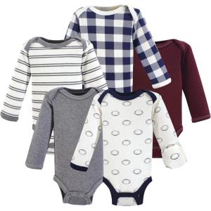 imageHudson Baby babygirls Cotton Preemie BodysuitsBasic Football Longsleeve