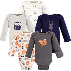 imageHudson Baby babygirls Cotton Preemie BodysuitsForest Longsleeve