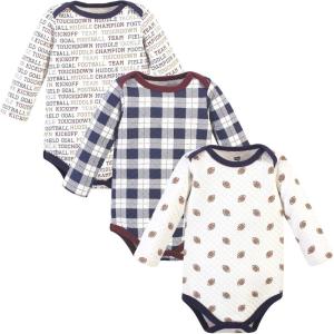 imageHudson Baby unisexbaby Quilted Long Sleeve Cotton BodysuitsFootball