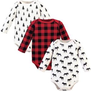 imageHudson Baby unisexbaby Quilted Long Sleeve Cotton BodysuitsMoose