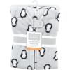 imageHudson Baby Unisex BabyPlush Sleeping Bag Sack BlanketLongsleeve Gray Penguin