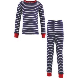 imageHudson Baby Baby Girls Cotton Pajama SetNavy Stripe Red
